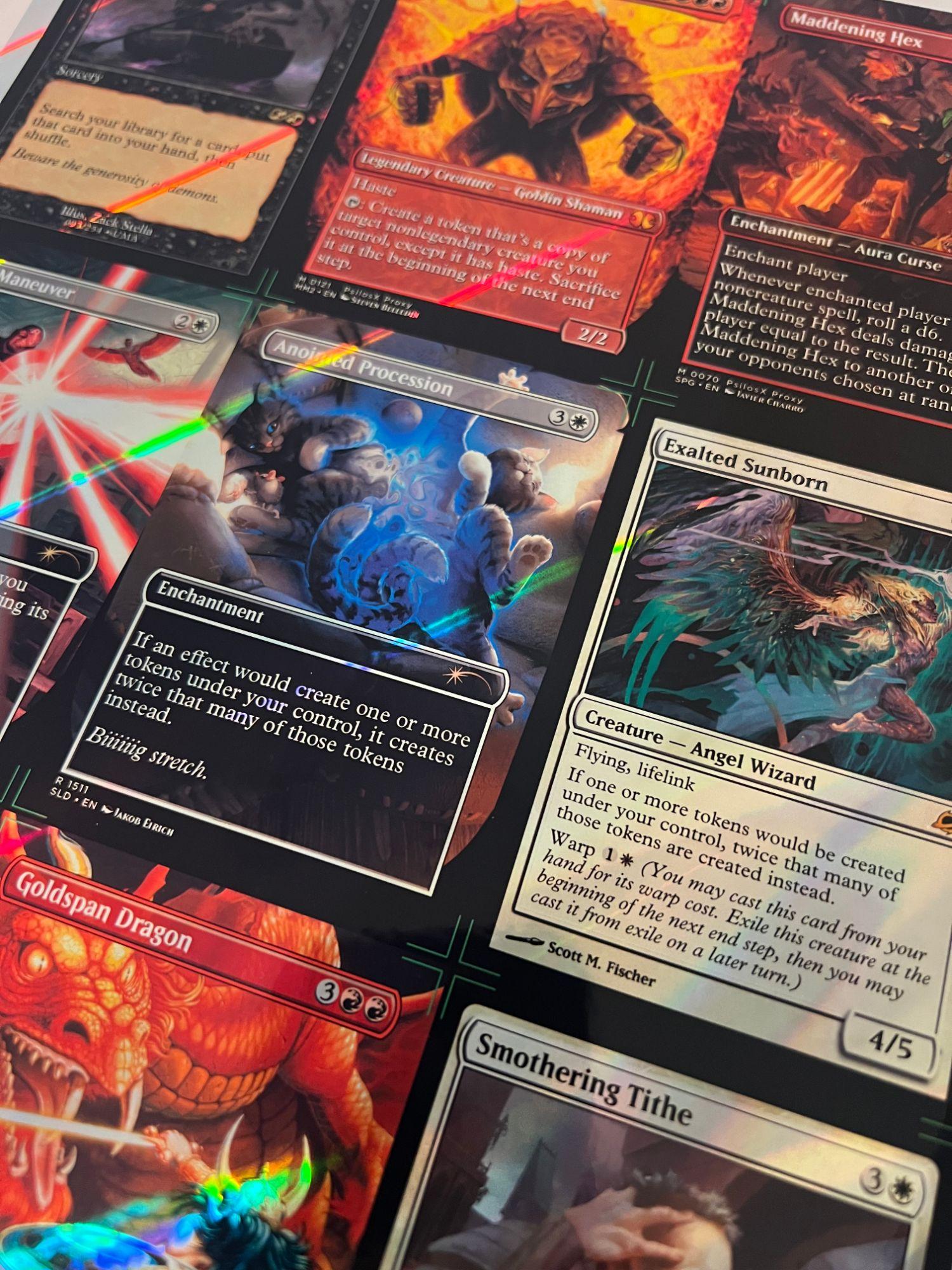 Holo foil straight off the printer. The rainbow moves with the light.